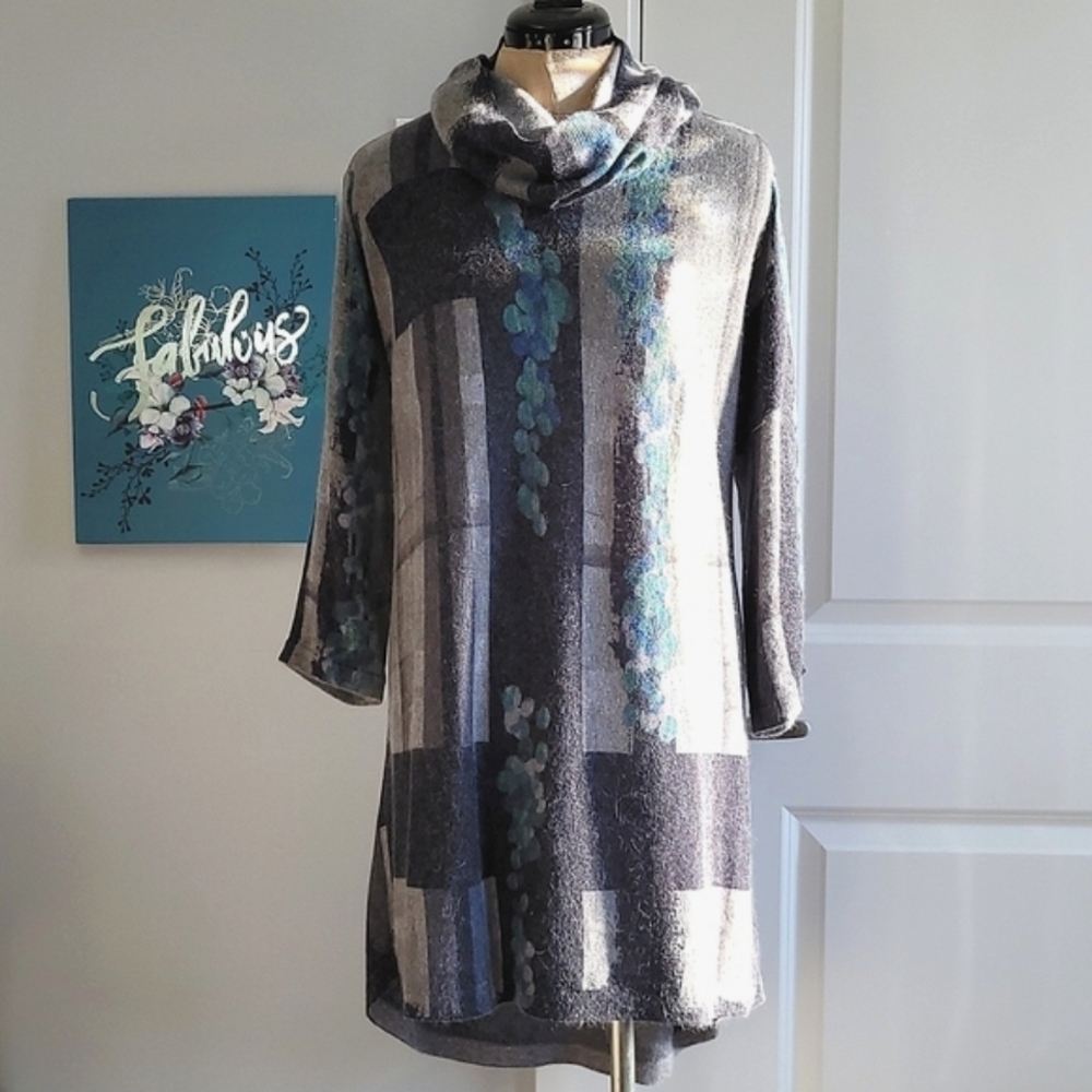 Cozy, soft Angora Tunic Sweater removable Cowl Neck